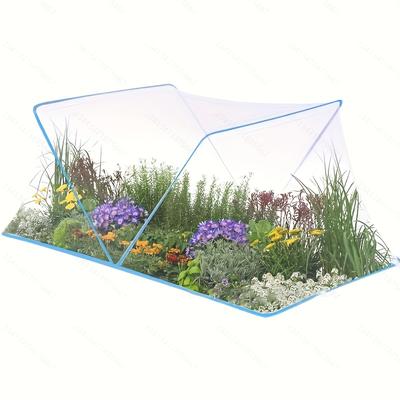 TEMU Arched Garden Netting - Outdoor Pest & Barrier With Glass Fiber Rods, Blue Mesh Design For Plant Protection, Durable Garden Cover For Yard And , Independent Structure Image