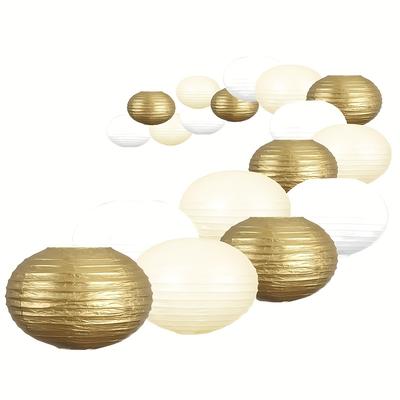 TEMU 18pcs Party Decor Set, Golden Sizes Lanterns, Reusable, Valentine's Day Decor, Ramadan Decor, Birthday Party Gift Supplies Set (2025 Elements) Image