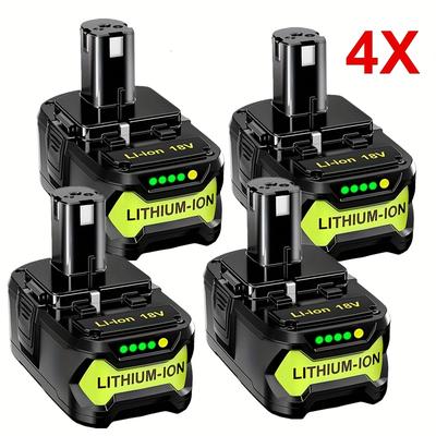 TEMU 4pcs P108 8.0ah Li- Compatible With Ryobi 18v Battery 0ne+ P105 P107 P108 P109 P191 P122 Rb18l50 Rb18l40 Rb18l25 Rb18l15 Image