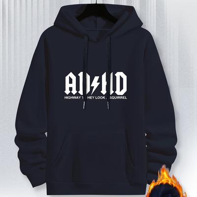 TEMU Creative Letters Print, Men's Casual And Cozy Hoodies, Trendy Long Sleeve Hooded Sweatshirt, Casual Top For Autumn Winter Image