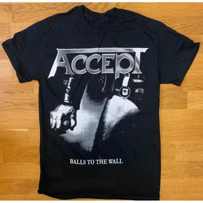 TEMU Accept Album Graphic T-shirt - Men's Bohemian Style Tee With Rock Hand Gesture Design, Regular Fit Sizes S-5xl, Hand Wash Only, Fan Merch Gift, Casual Wear, Apparel, Durable Print Image