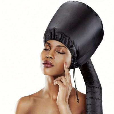 TEMU Heat-reducing Hair Dryer Bonnet & Headband Combo - Hooded Diffuser Cap For Curly Hair, Drying Time, Safe Deep Conditioning At Home, Portable Large