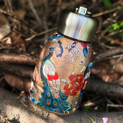 TEMU /carp/peacock Pattern Mini Fat Kidney 304 Stainless Steel Vacuum Insulated Water Bottle, Portable Carrying Loop Travel Cup, Leak-proof, 10oz Capacity, Ideal For Outdoor, Gym, Office, Gif Image