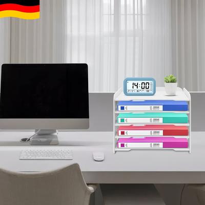 TEMU 5-tier Pvc File Organizer Tray, Rectangular Desktop Document Holder, Stackable Paper Storage For Office And Home Use, Document Storage | | Rounded Safety Corners, Desktop Storage Organizer Image