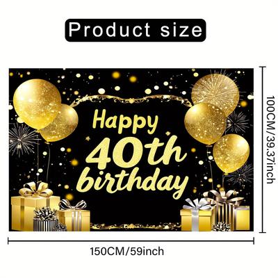 TEMU 1pc 40th Birthday Backdrop Banner Backdrop Photo Party Supplies, Photo Booth Poster Birthday Anniversary Hanging For Outdoor Indoor Image