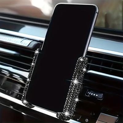 TEMU Bling Car Phone Holder, Pvc Material, Air Vent Navigation, Diamond-studded Smartphone Cradle Image