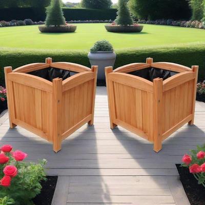 TEMU Raised Bed, Raised Beds For The Garden, Flower Pot For Outdoor, Garden Pots, Plant Pots, Wooden Raised Bed 30x30x30 Cm 2pcs. Garden Decoration For Outside, And , . Image