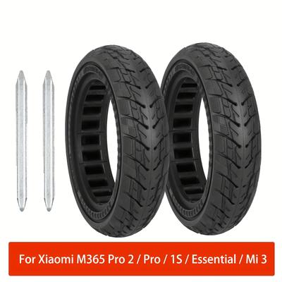 TEMU (2pcs)50/75-6.1 Solid Tire 8 1/2×2 Tyres For Xiaomi M365 Pro 2/ Pro/ 1s/ Essential/ Mi 3 - 100% Puncture-proof, 0 Blowouts, Design, 8.5×2 Inch Off-road E-scooter Tire - Ride On Any Terrain Image