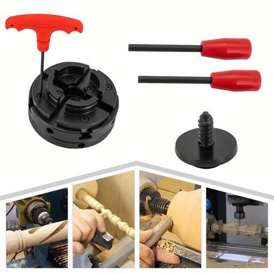 TEMU Wooden Lathe Lining 4-baking Feed Set Feed Set M18 45# Steel Round Black Used In Such As Mechanical , Automobile Manufacturing, Aviation Manufacturing Image