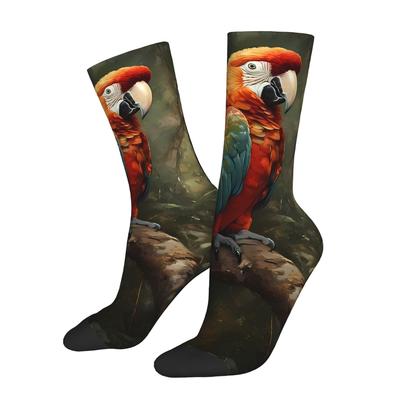 TEMU 1 Pair Of Vibrant Men's Crew Socks - Comfortable Polyester With Elastane, Breathable & , Ideal For Casual Attire, Socks| Socks|polyester Socks, Funny Socks Image