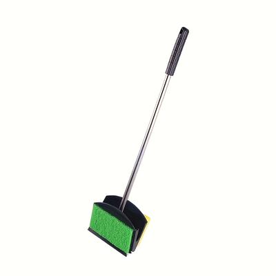 TEMU 1pc Long-handled Multi-functional Dual-sided Aquarium Cleaning Brush - Stainless Steel With Green & Yellow Algae Scrubber, Ideal For Fish Walls & Water Image