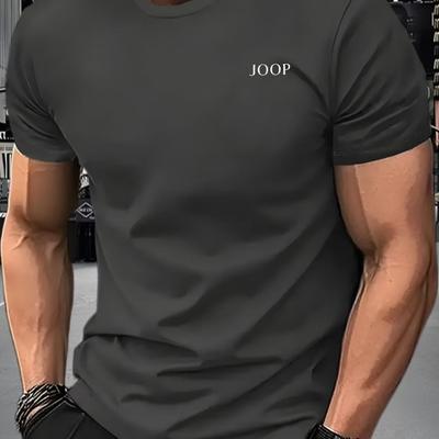 "TEMU Men's Soft & Breathable Graphic T-shirt - Casual Round Neck Short Sleeve Tee With "" Print, Lightweight Polyester Fabric For Summer , Casual Attire Tee | Trendy Graphic Tee | Soft Texture Te" Image