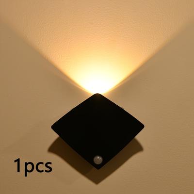 TEMU Modern Motion Sensor Wall Sconce, Plastic Brushed Finish, Freestanding Space-themed Lamp With Button Switch, Battery Powered For Room Types, No Plug Required Image
