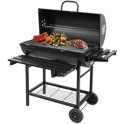 Bricoline - Mobiler Holzkohlegrill mit Warmhalterost Deckel Klappablagen & Thermometer Image