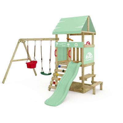 Klettergerüst Spielturm DinkyHouse für Kleinkinder mit Rutsche und Picknicktisch – Pastellgrün Image