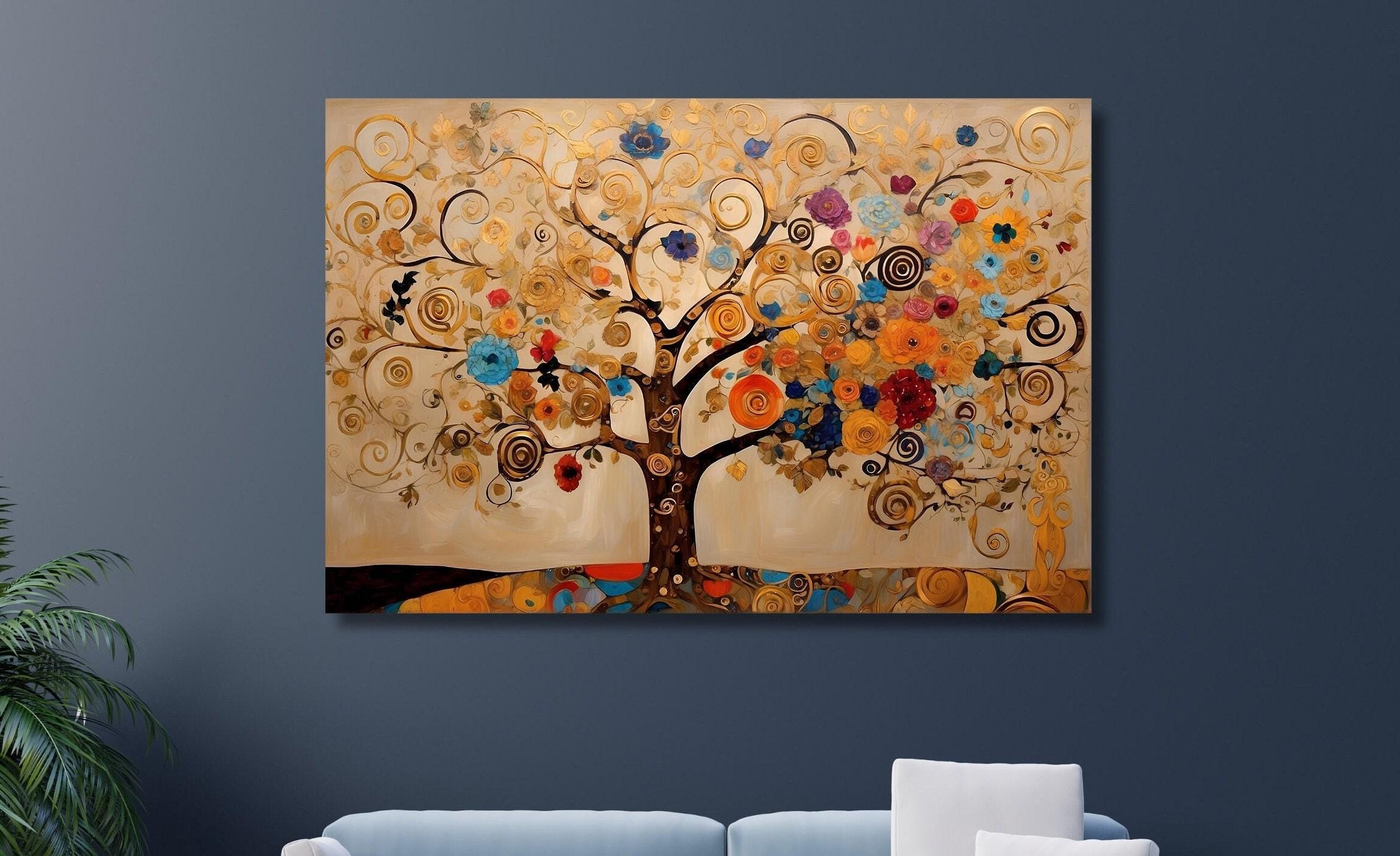 Albero della vita Gustav Klimt Canvas Wall Art, Albero della vita Gustav Klimt Poster Print, Extra Large Wall Art Albero della vita Pronto da Appender