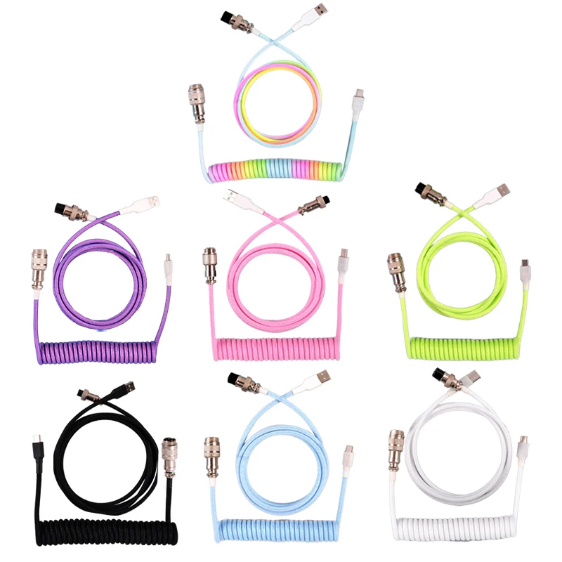 Typ-C Mechanische Tastatur Spiralkabel Draht Typ C USB Port Aviator Coiling Kabel Desktop-Computer Gaming Tastatur Zubehör Image