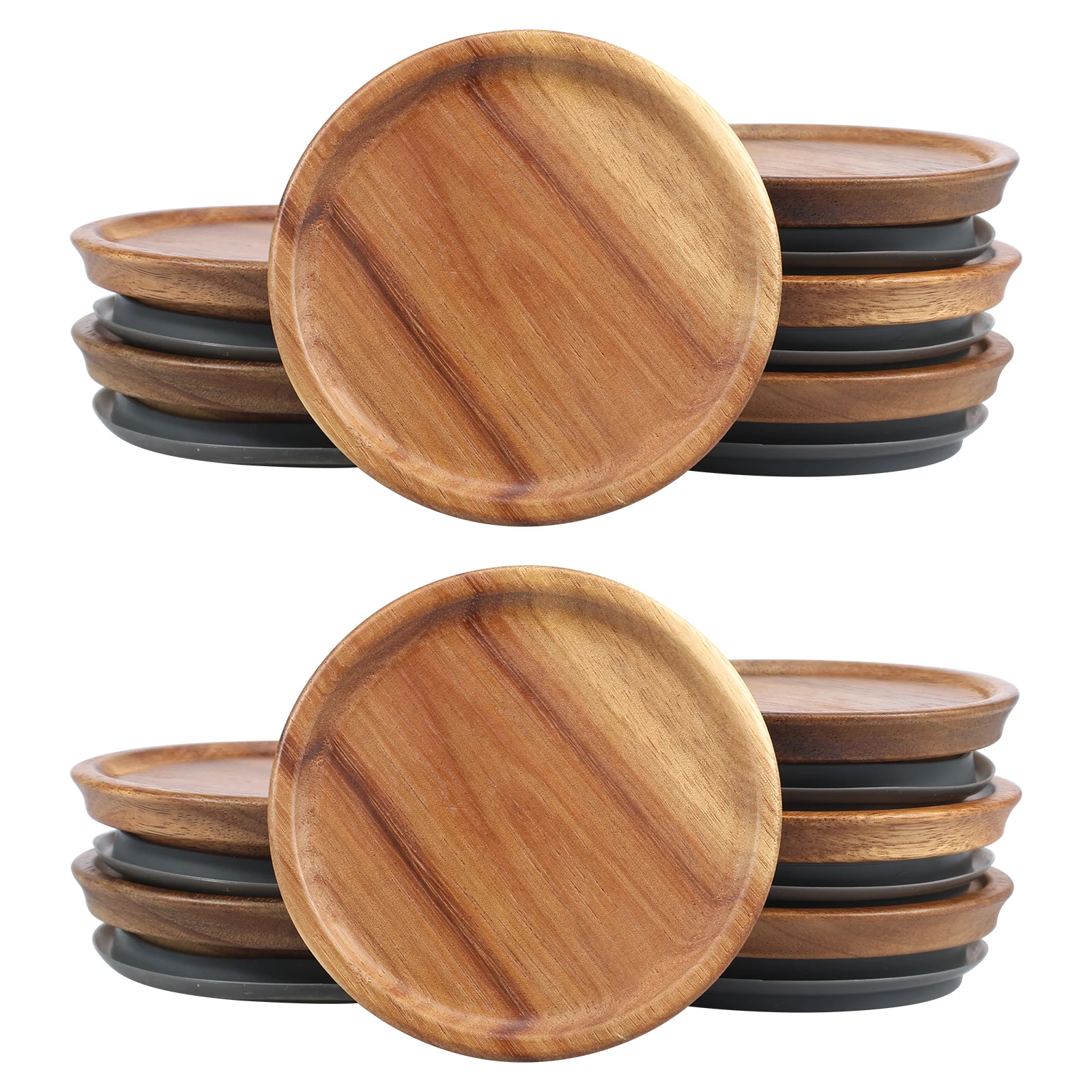 12-teiliges Aufbewahrungsdeckel-Set aus Holz, luftdicht, Akazienholz, Einmachglasdeckel mit Silikon-Dichtungsringen, wiederverwendbare Einmachdeckel aus Holz