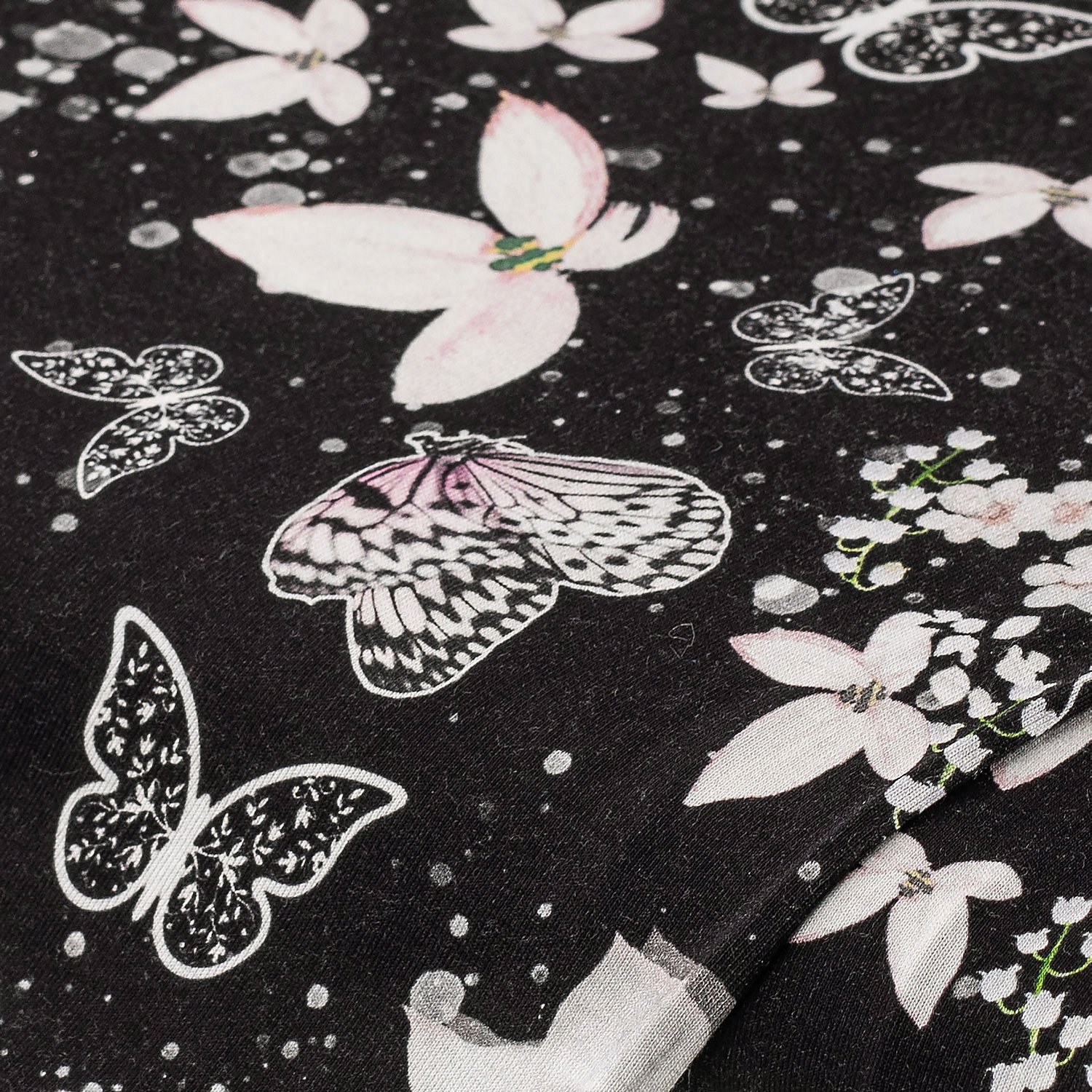Viskose-Jersey Schmetterling, schwarz-color