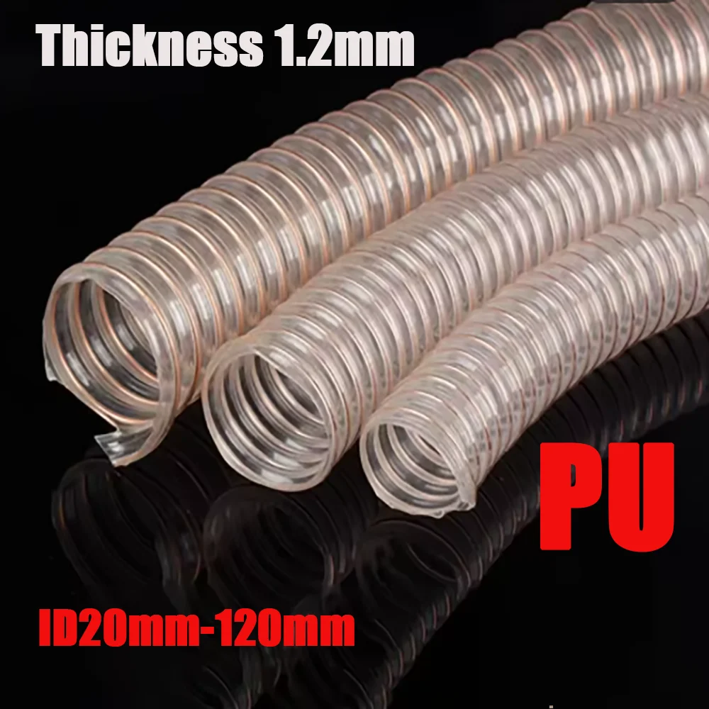 1 Meter * 1,2 mm Dicke * Innendurchmesser 25–120 mm transparenter PU-Schlauch Staubabsaugung Vakuumrauch Abluftschlauch Auspuffrohr Luftschlauch Image