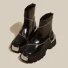 Hohe Qualität Schwarze Schuhe für Frauen Plattform Stiefel Straße Runde Kappe Damen Schuhe Non-slip