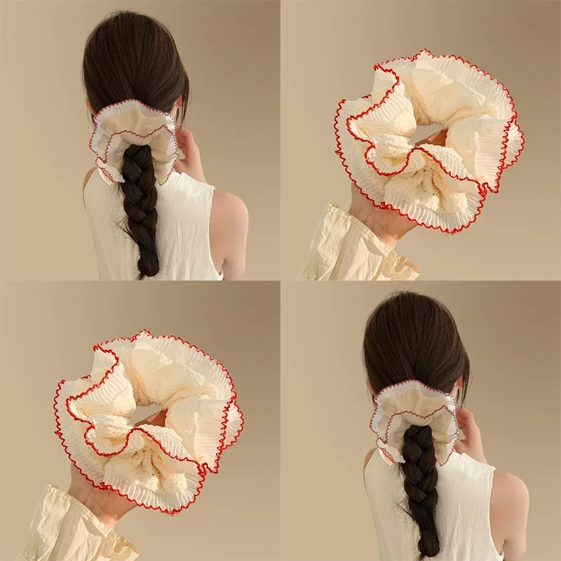 Spitze Dickdarm Haarband High-end-Nische Design Doppel-schicht Spitze Haar Seil Mädchen Vielseitige Haar Zubehör Image