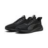 Laufschuh PUMA "Flyer Lite 3 Laufschuhe Erwachsene", Gr. 37.5, schwarz (schwarz silber metallic), Obermaterial: Textil, Synthetik; Futter: Textil; Innensohle: Textil; Laufsohle: Synthetik, Gummi, Schuhe