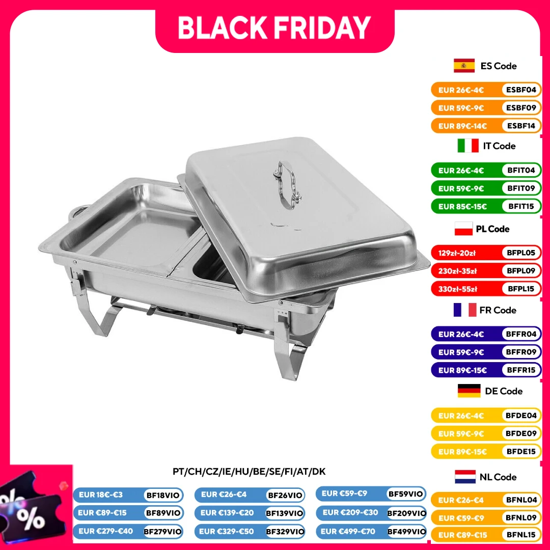 Chafing Dish Set aus Edelstahl, Bankett, Catering, Speisenwärmer, Pfanne mit Deckel und Speisepfanne für Restaurant, Catering, Partys, Hochzeiten Image