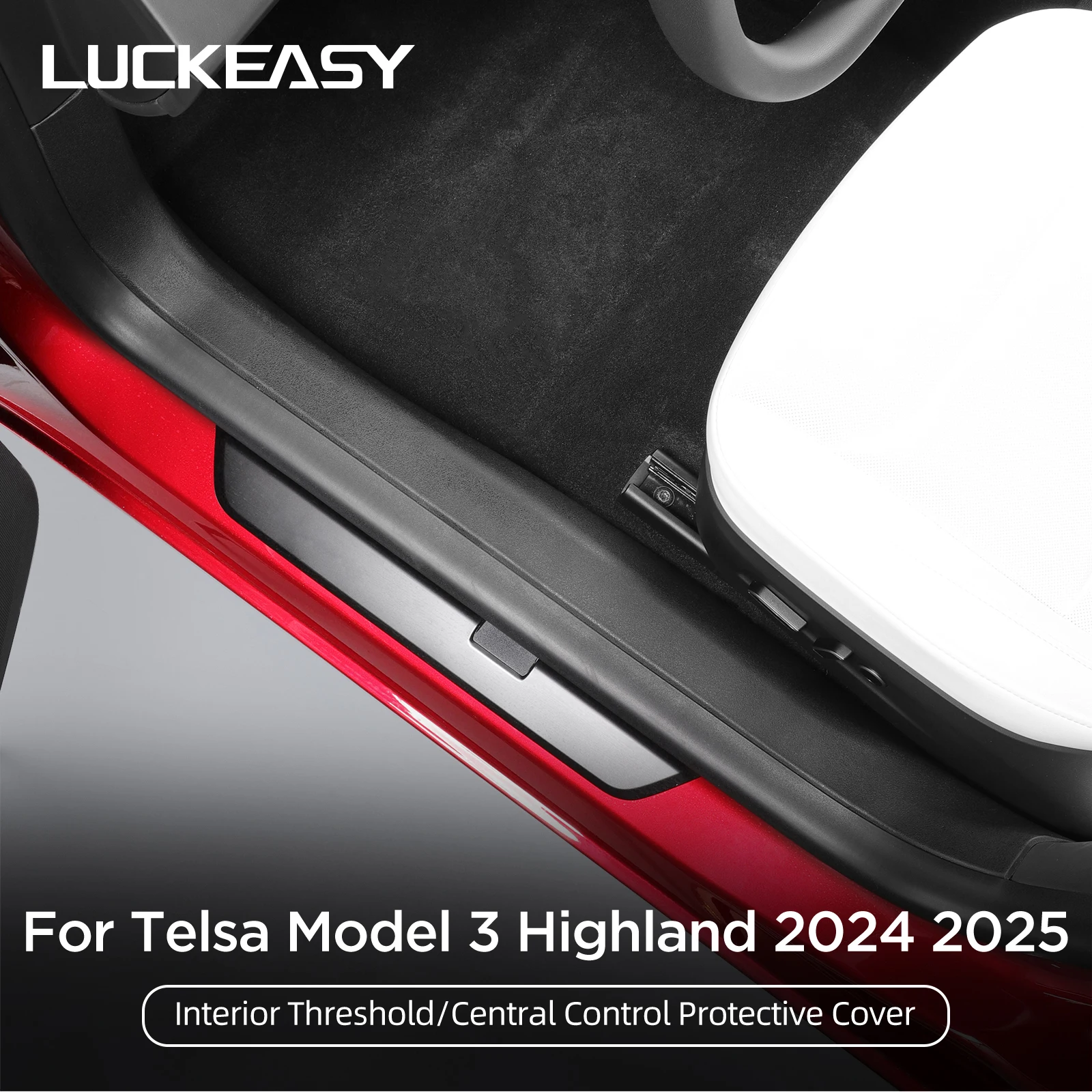 Für Tesla Modell 3 Highland 2024 2025 Tür Sill Streifen Schutz Auto Schwelle Schutz Zubehör Zentrale Steuerung Anti-kick pad LHD Image