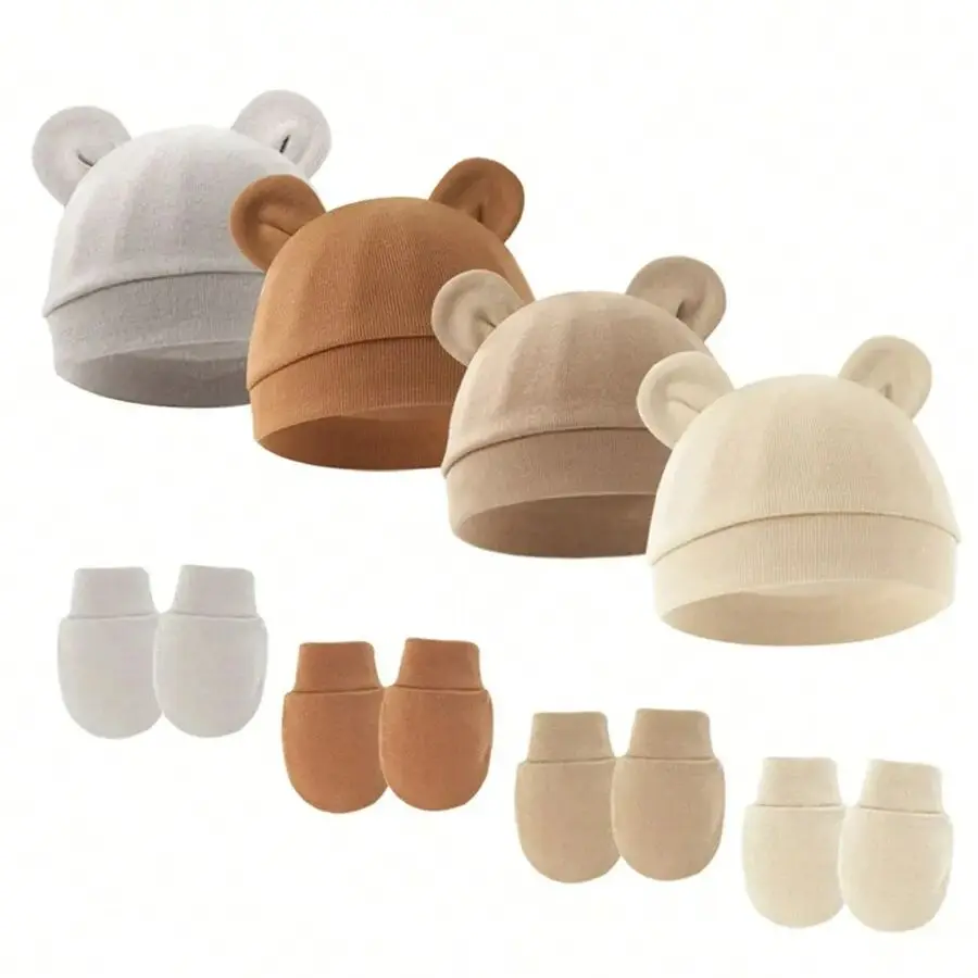Guanti per cappello da bambina Set berretto da neonato in cotone per accessori per ragazze berretto da bambino cappelli per cofano da neonato regalo per neonato