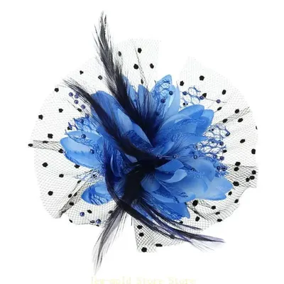 C71B Mesh Veil Fascinator Hat Flower Pearl Wedding Cocktail Headwear
