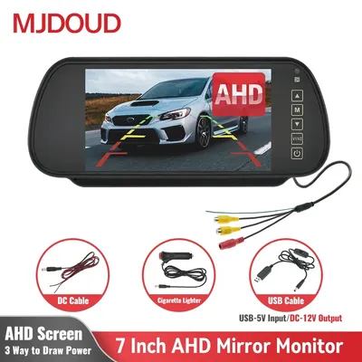MJDOUD 7 Inch Car AHD Room Mirror Monitor for Vehicle Parking TFT LCD HD Screen for Rear View Camera