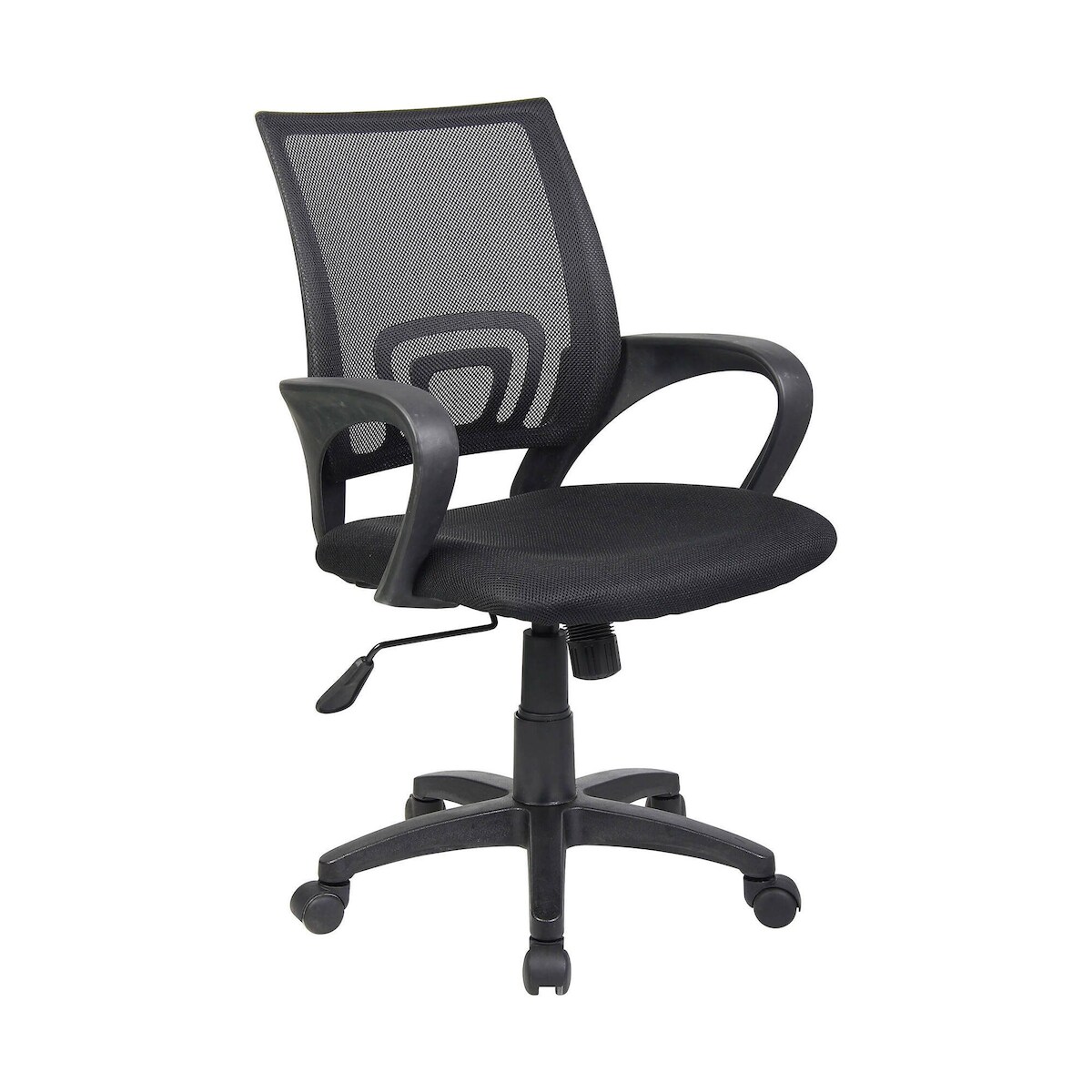 Dmora Bürostuhl Lismore, Mesh-Arbeitsstuhl mit Armlehnen, Ergonomischer Bürositz, 59x54h90/100 cm, Schwarz Image
