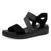 Keilsandalette TAMARIS, Damen, Gr. 37, schwarz, Ziegenveloursleder, Textil, klassisch, Schuhe, Sommerschuh, Sandale, Plateauabsatz, mit Klettverschluss