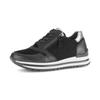 Keilsneaker GABOR "Turin", Damen, Gr. 41, silber (schwarz, silberfarben), Ziegenveloursleder, Glattleder, unifarben mit Farbeinsatz, sportlich, Schuhe, Freizeitschuh, Halbschuh, Schnürer, gepolsterter Schaftrand, H-Weite