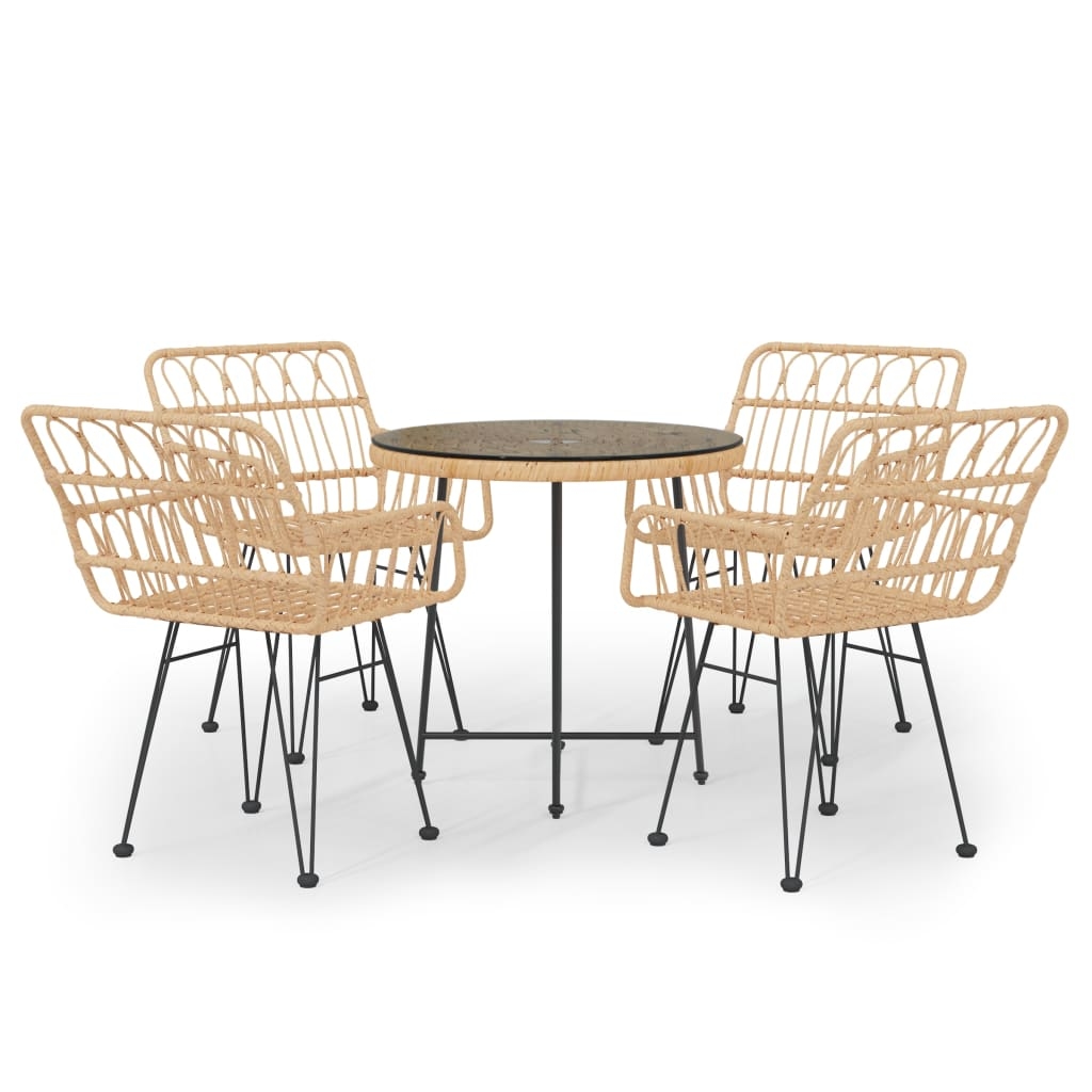 vidaXL 5-tlg. Garten-Essgruppe Poly Rattan Image