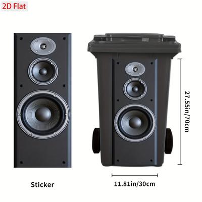 TEMU Vintage Radio & Amplifier Design Trash Can Stickers - Waterproof Pvc, Self-adhesive, Moisture-resistant, Ideal For Creative Trash Can Decoration, 11.81x27.55 Inches, Trash Can Lid, Room Decor Image