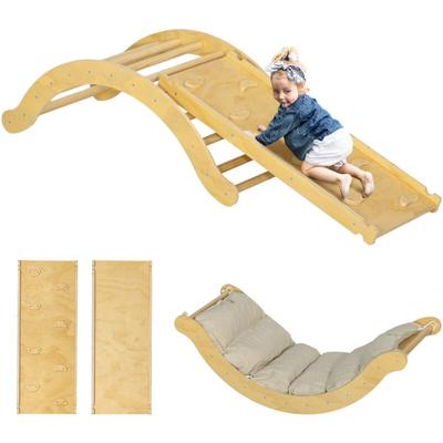 4 in 1 Klettergerüst Set mit Rutsche, Kletterdreieck zum Rutschen und Klettern, Kletterspielzeug Image