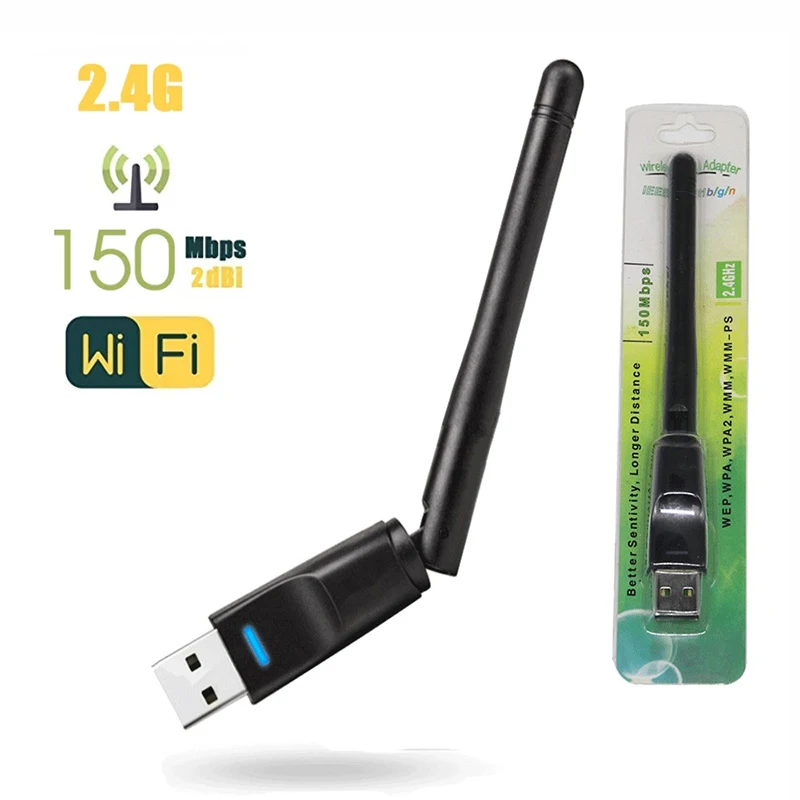 Mini-USB-WLAN-Adapterkarte, 150 Mbit/s, 2 dBi, WLAN-Adapter, PC, WLAN-Antenne, WLAN-Dongle, 2,4 USB-Ethernet, kabelloser WLAN-Empfänger RTL8188 Image