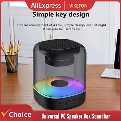 Tragbare Bluetooth 5,0 Lautsprecher RGB Licht HD Sound Mini Desktop Drahtlose Lautsprecher Soundbar Image