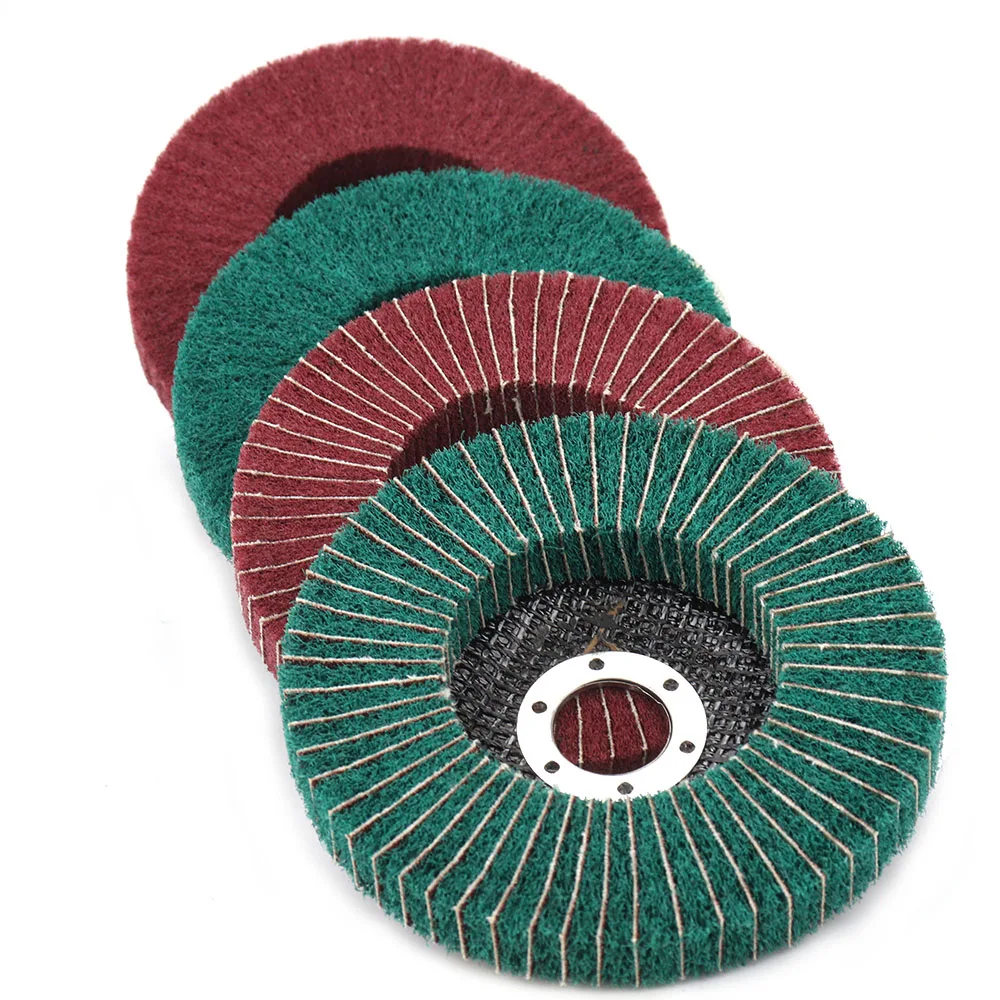 SI FANG 1PC 100mm Nylonfaserklappe Polierscheibe für Winkelschleifer Holz Metall Polieren - Schleifpolierzubehör Image