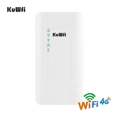 KuWFi Wasserdichter Outdoor-WLAN-Router mit 300 Mbit/s, 4G-LTE-Router, 3G/4G-SIM-Karten-Router-Modem für IP-Kamera/WLAN-Abdeckung im Freien