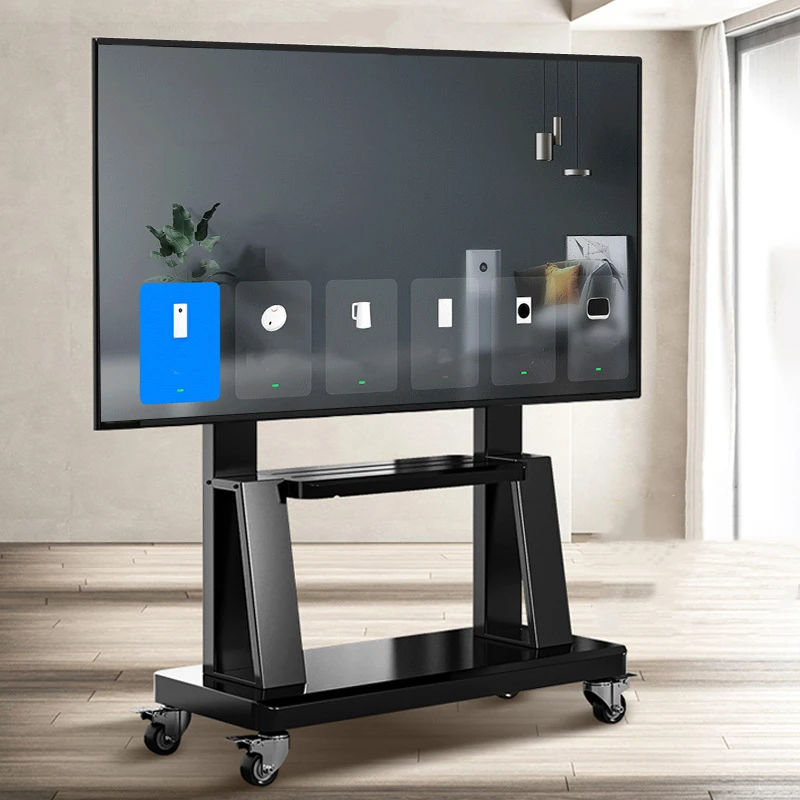 Mobiler TV-Wagen, höhenverstellbarer TV-Ständer für 32-75-Zoll-Fernseher mit feststellbarem Rad, rollender TV-Ständer mit Rädern, max. VESA 600 x 400 mm Image