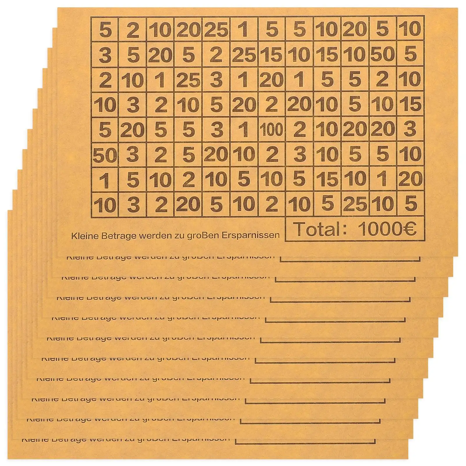 20 Blatt Geldspar-Aufkleber Finanzielle Banknoten DIY Spardose Zahlen Budget-Etiketten Euro Challenge Box Sparbox Image