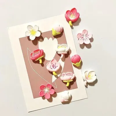12 stücke kühlschrank magnet rosa blume harz dekorative kühlschrank magnete kreative whiteboard Image