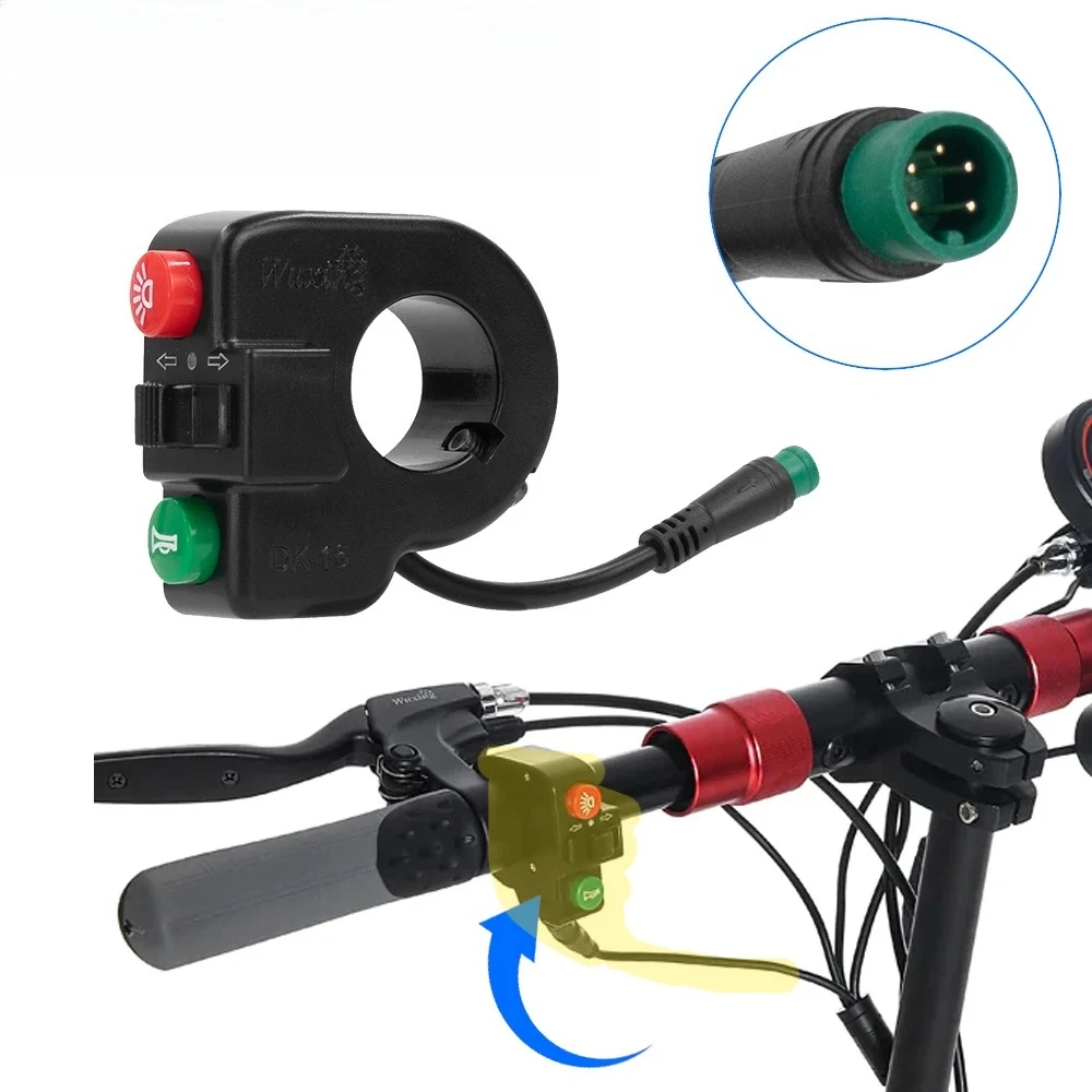 3-in-1-Hupenschalter, 5-poliger wasserdichter Stecker für Kugoo M4/Pro Elektroroller, ersetzt den Blinkerschalter für Lenker, Scheinwerfer Image