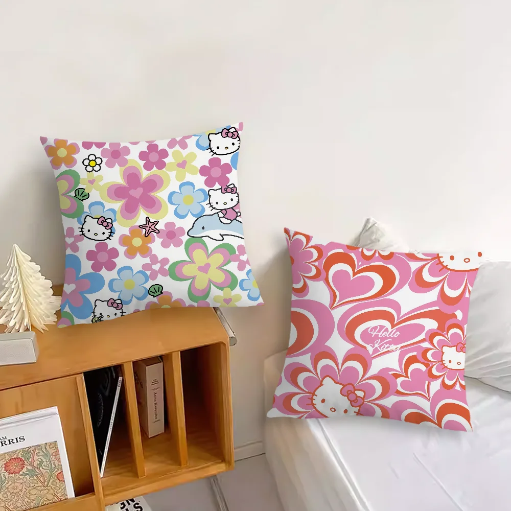 Hello Cute Kawaii K-Kitty Kissenbezug Kissen Zimmer Schlafzimmer Kopfteil Sofa Wohnzimmer Rückenlehne Nickerchen Zeit Kissenbezug Image