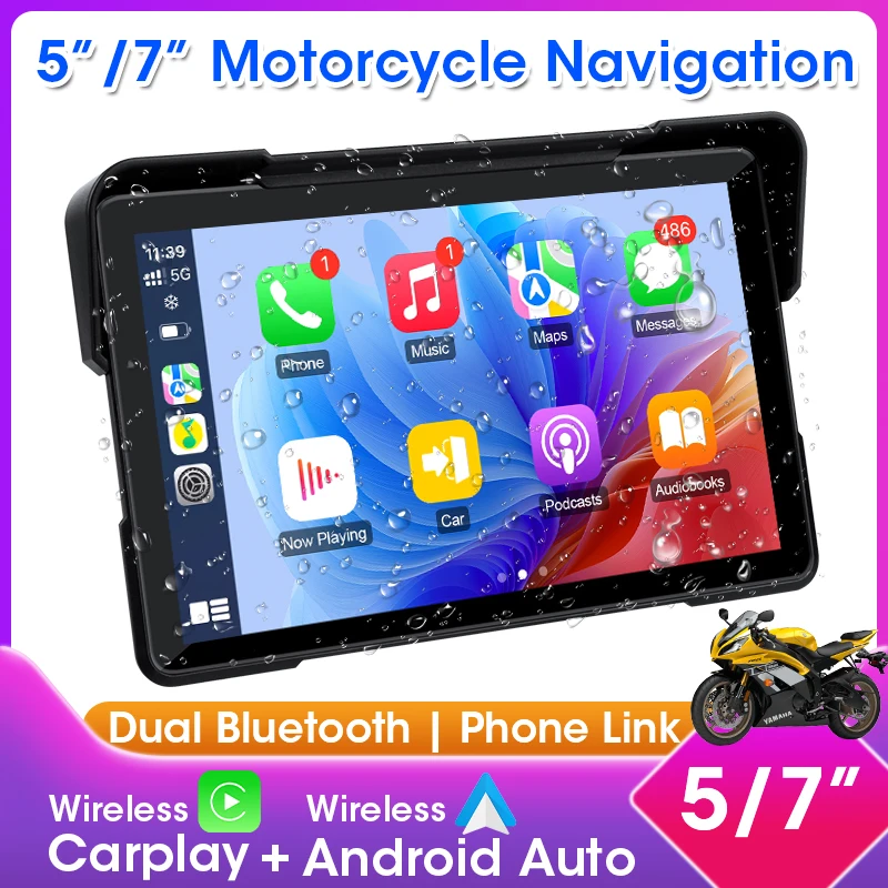 Carplay Motorrad DVR Multimedia Player Drahtlose Carplay Android Auto Dash Cam Wasserdichte Bluetooth Display Bildschirm Moto Monitor