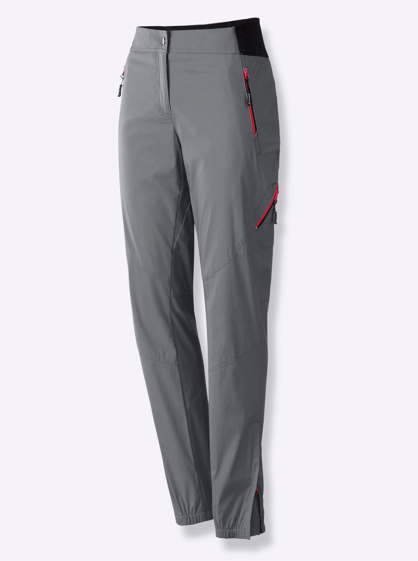 Funktionshose CASUAL LOOKS, Damen, Gr. 22, Kurzgrößen, grau, 55% Baumwolle, 42% Polyamid, 3% Elasthan, gemustert, mehrfarbig, unifarben, lang, Hosen Funktionshose