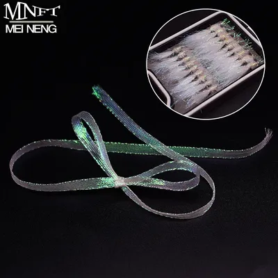 2M Ice Pearl Braidback 3/5mm Flat Diamond Braid Lace Sparkle Shrimp Backs Pearlescent Braided Fly Tying Material